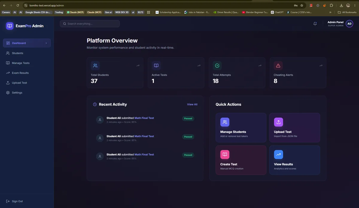 ExamPro — Secure Online Examination System